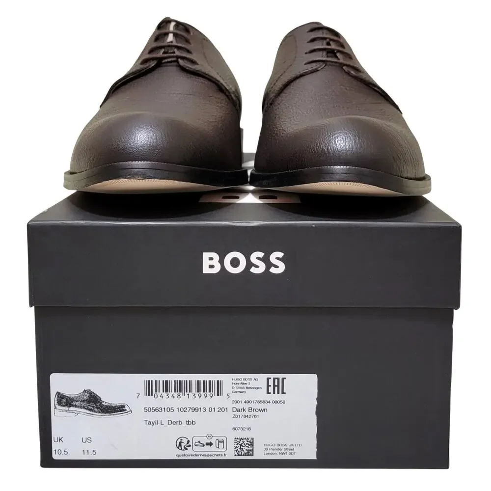 BOSS by Hugo Boss Men Tayil Plain Toe Derby Oxfords Size US 11.5 Dark Brown